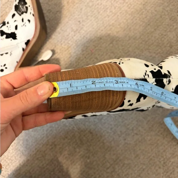 Altar'd State Black and White cow Patterned Heeled tall Boots - Picture 5 of 9